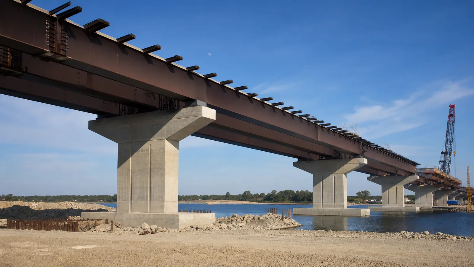 Structural steel sections used in bridge construction