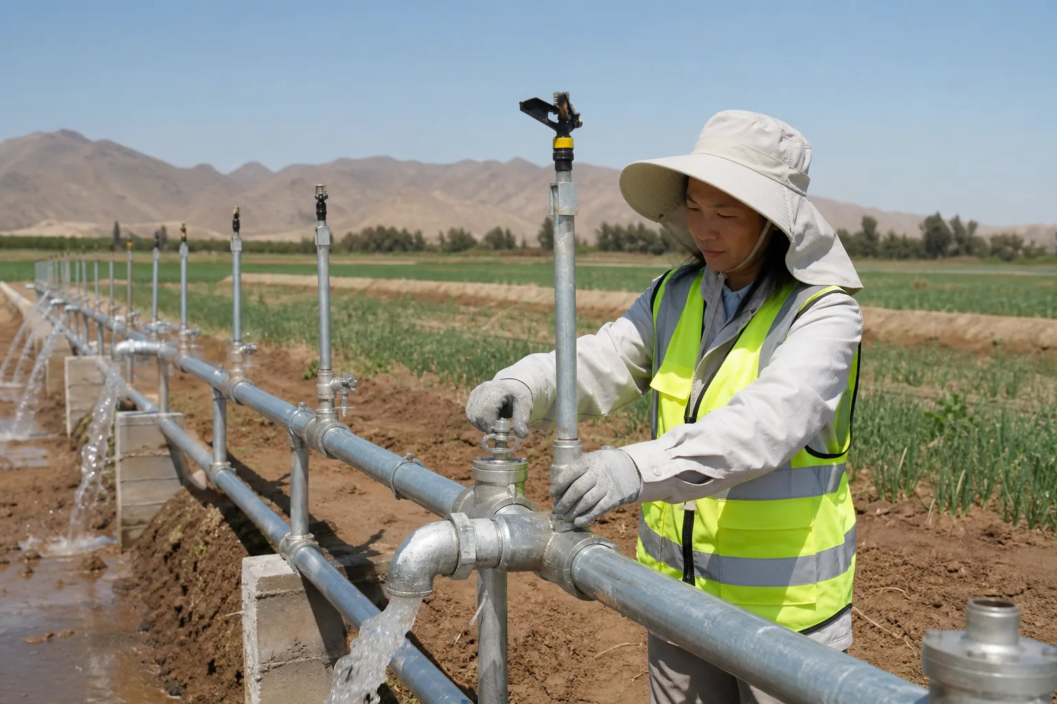 Galvanized steel pipe in an agricultural irrigation system