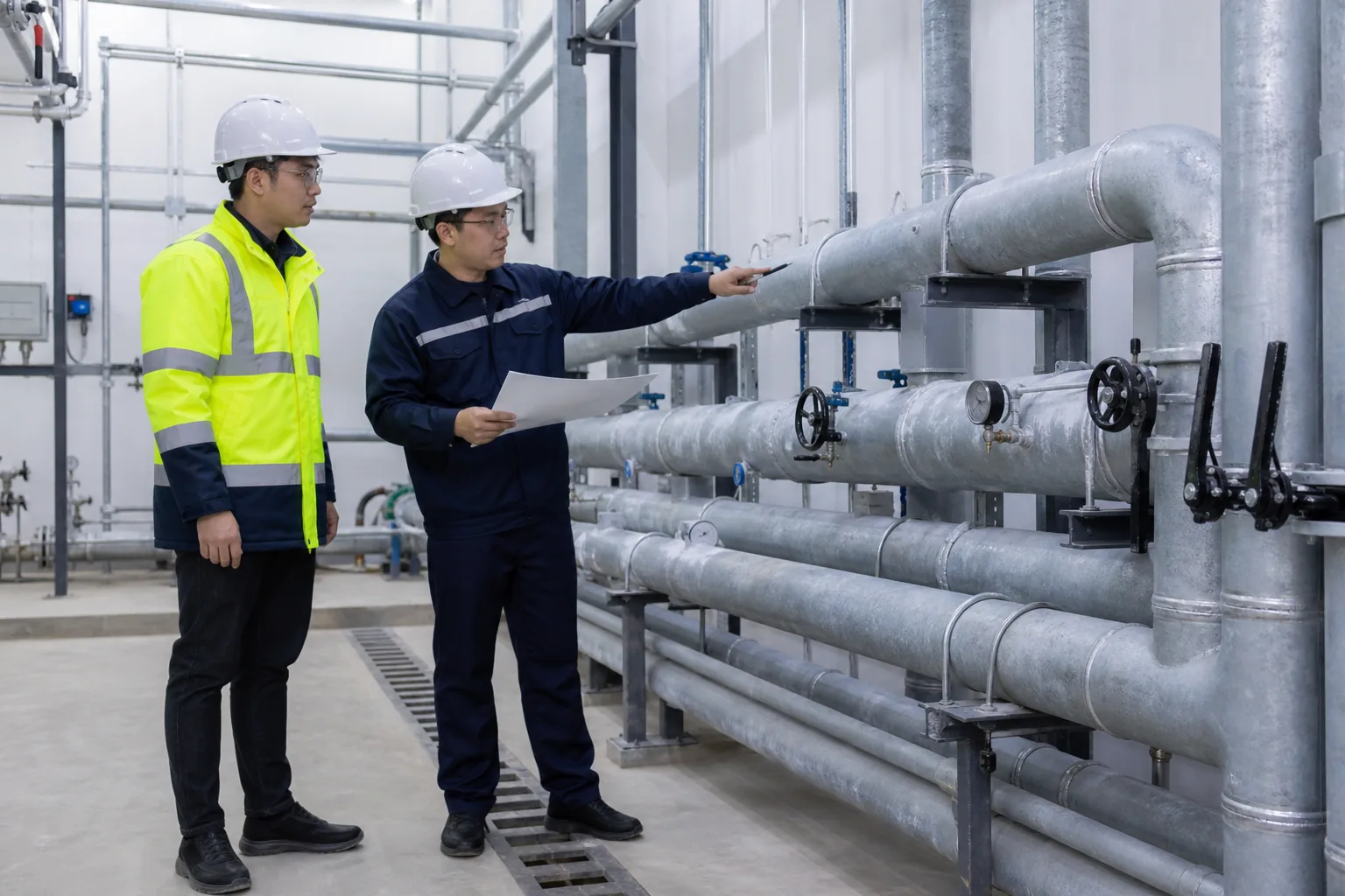 Galvanized steel pipe used in an industrial water system