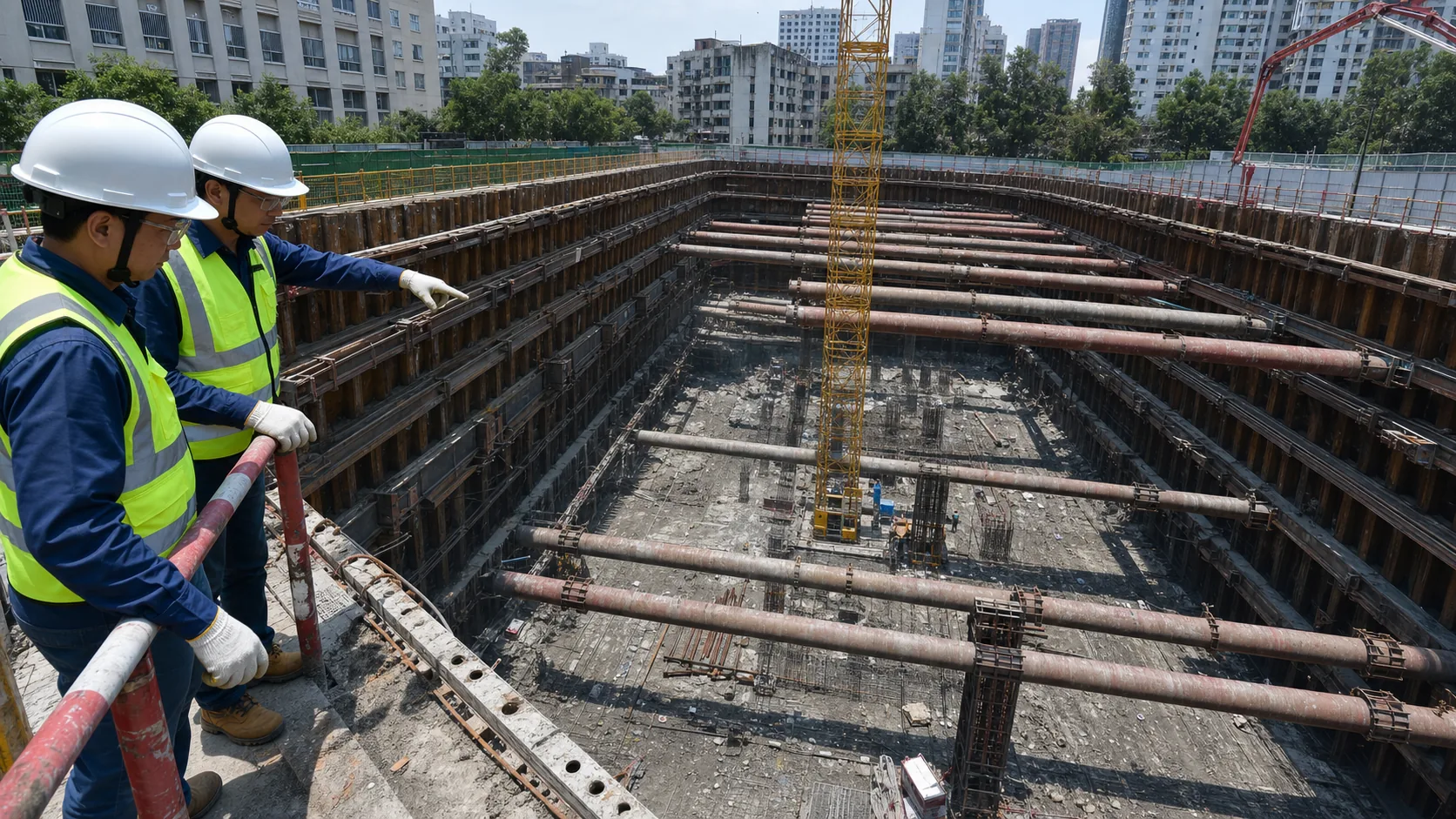 Steel Sheet Piles Steel sheet pile support for deep excavation