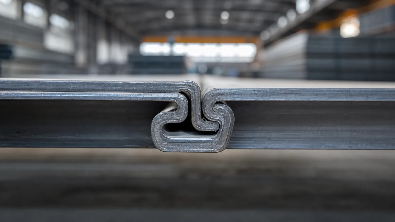 Steel Sheet Piles Close view of steel sheet pile interlock