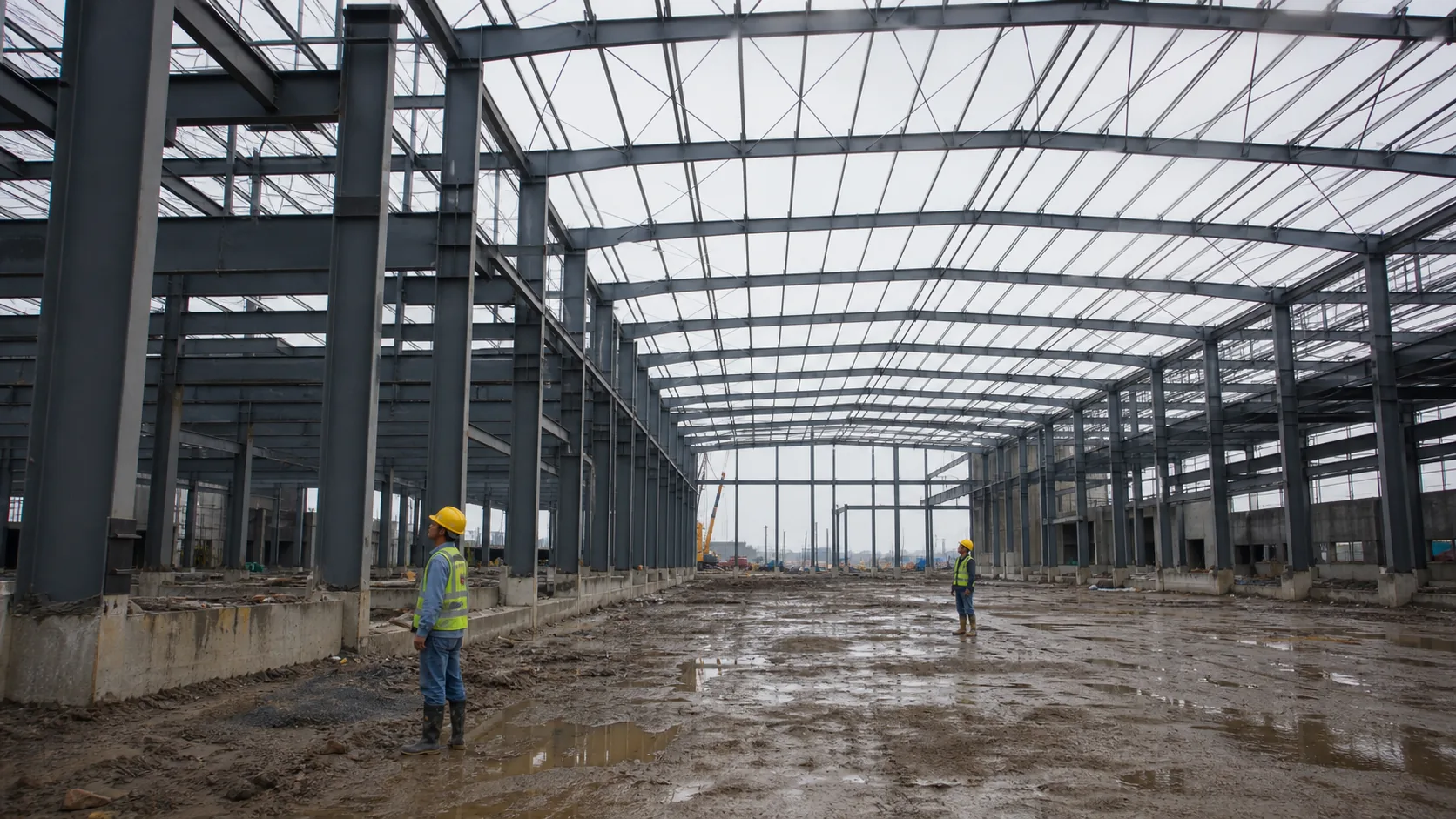 Structural Steel Sections H-beam structural frame for an industrial workshop